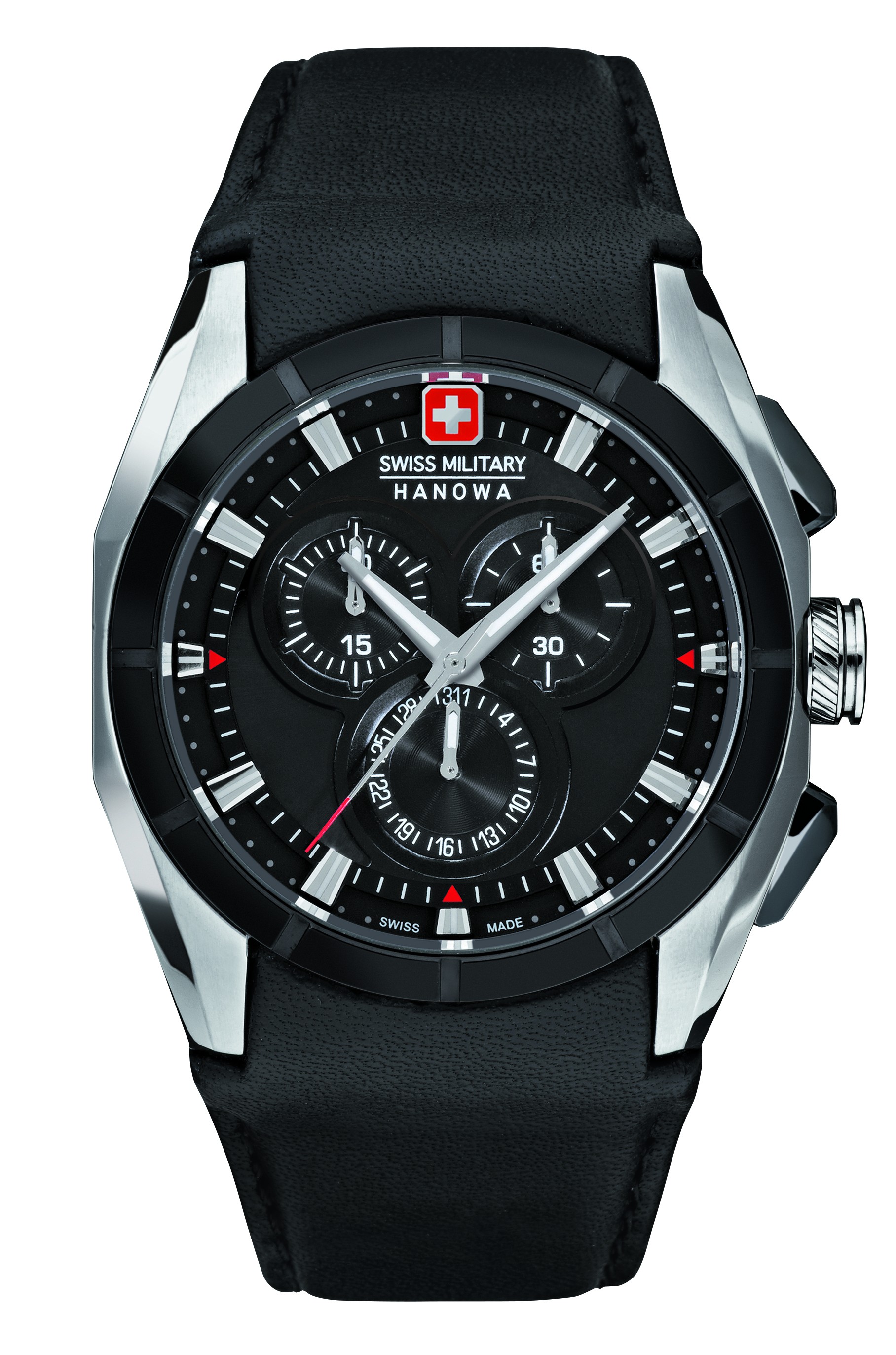 Watch strap Swiss Military Hanowa 6-4191.33.007 Leather Black 24mm