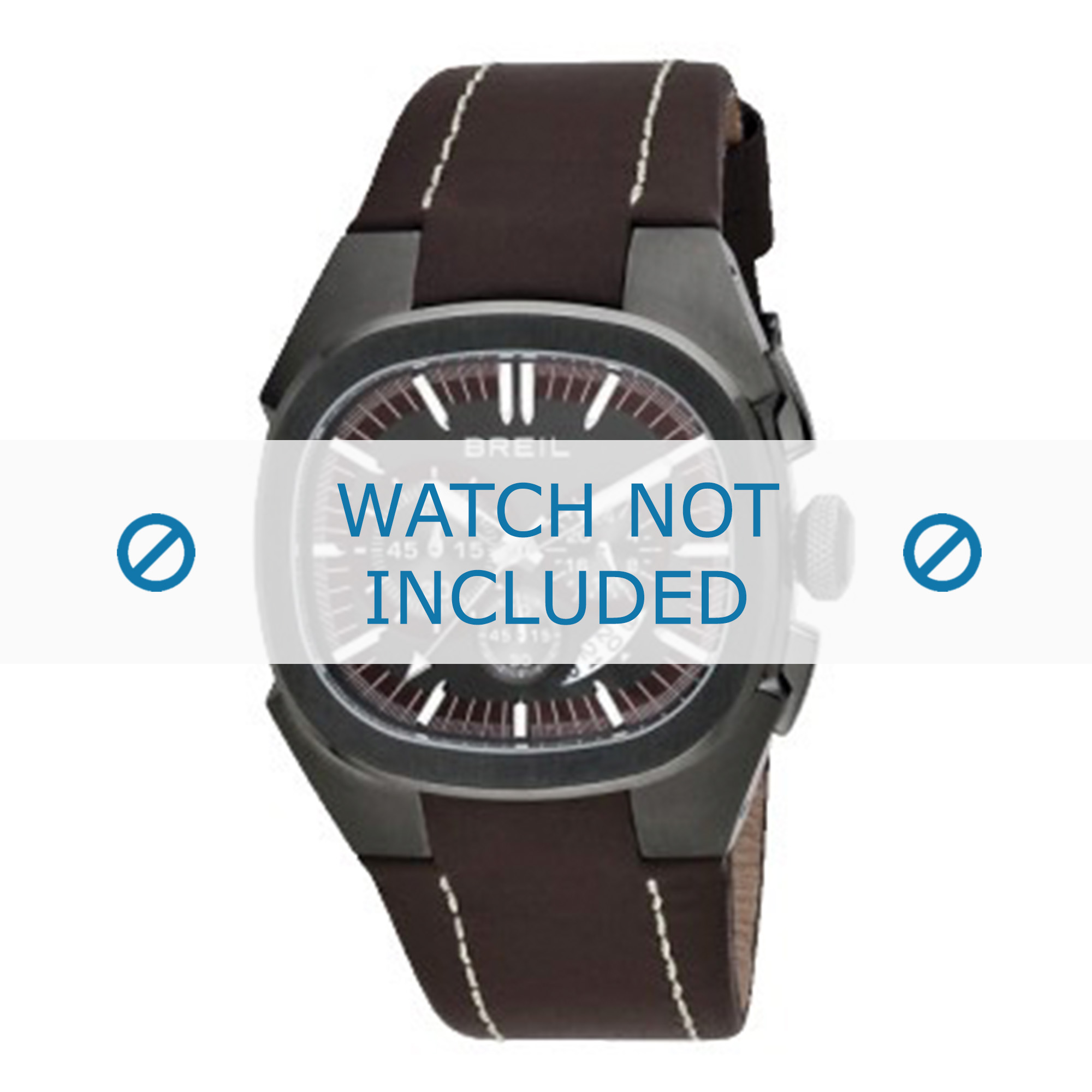 Breil watch strap BW0306 Leather Brown white stitching