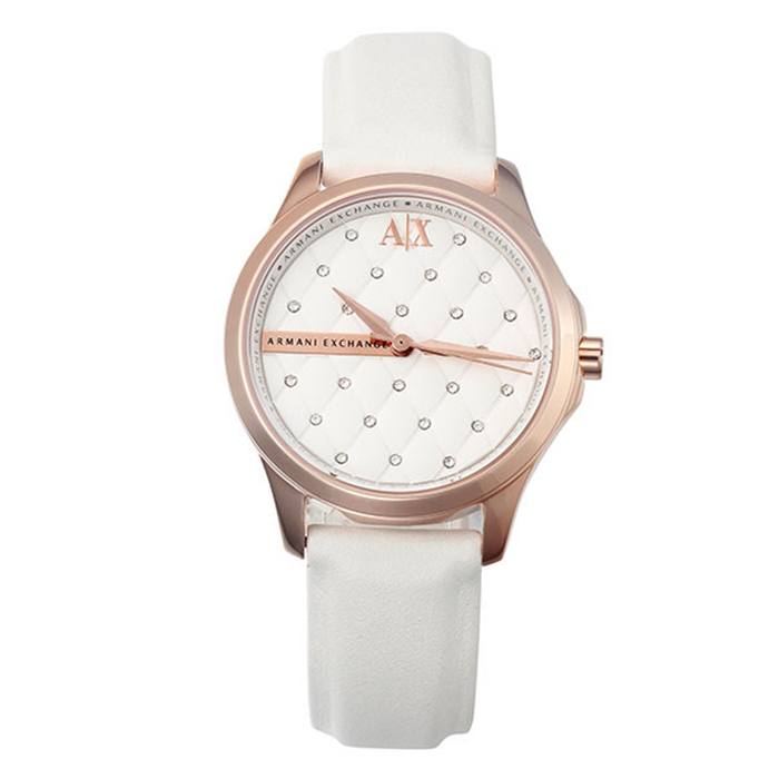 Armani exchange white best sale leather strap watch