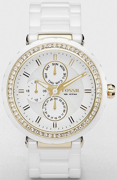 White ceramic watch fossil sales