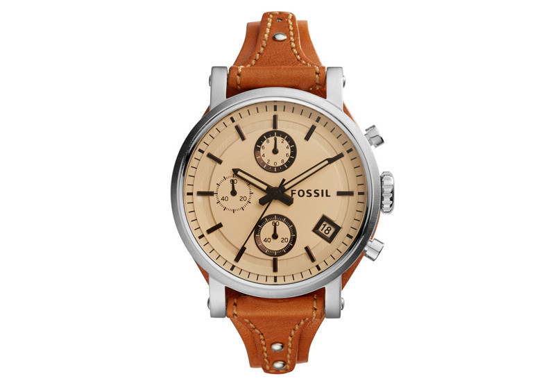 Watch strap Fossil ES4046 Boyfriend Sport Chronograph Leather 18mm