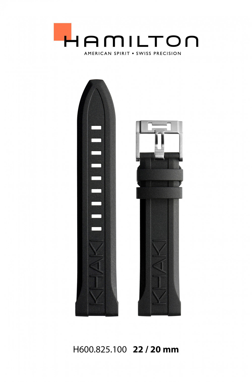 Watch band Hamilton H82515330 H691825100 Rubber 22mm