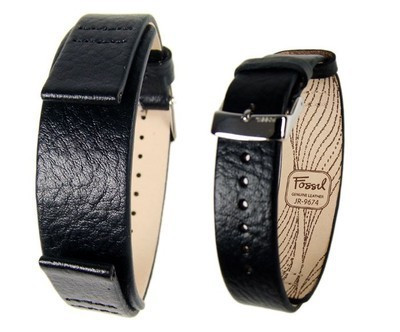 Fossil 18mm black leather watch strap online