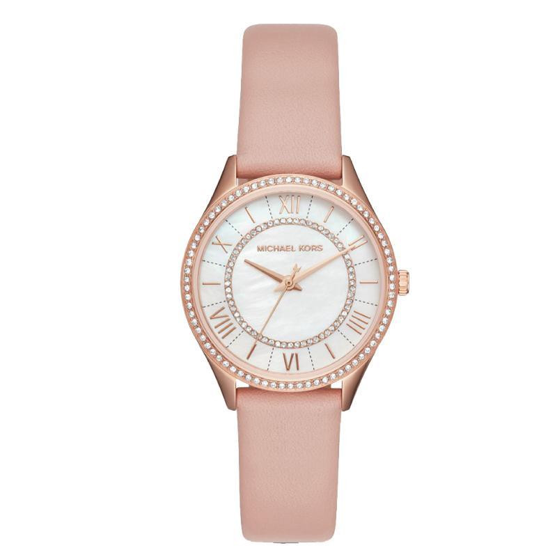 Michael kors sales pink leather watch