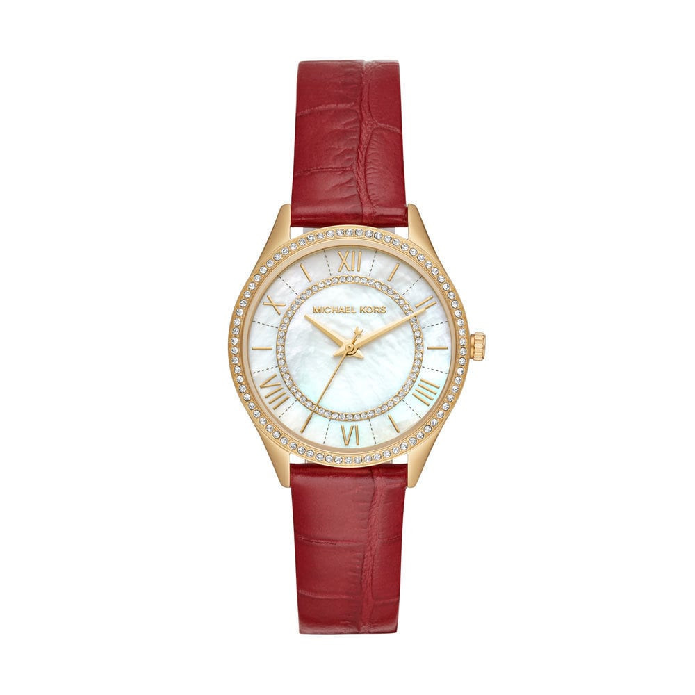 Michael kors watch red leather strap store