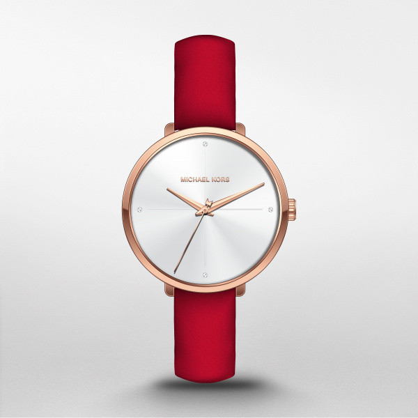 Michael kors watch best sale red leather strap