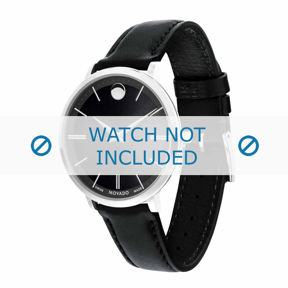 Movado watch strap 0607090 Leather Black 16mm standard stitching