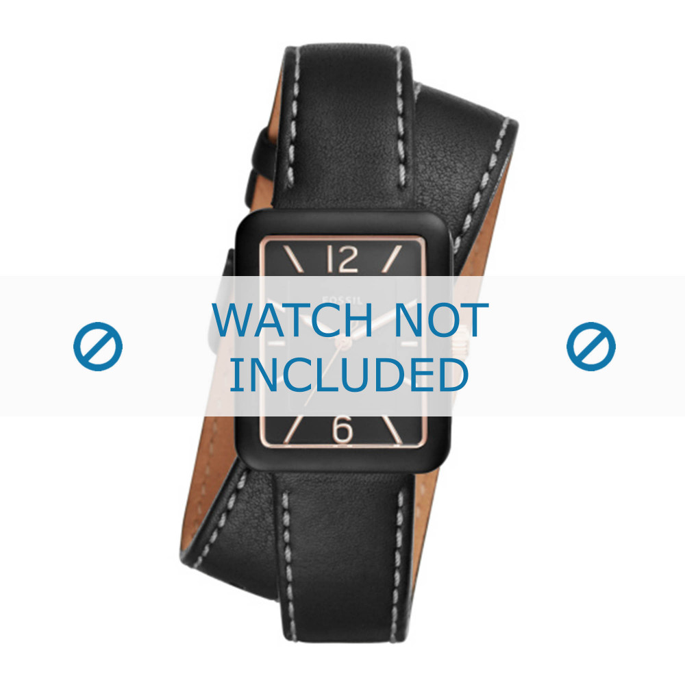 Fossil 18mm black leather watch strap online