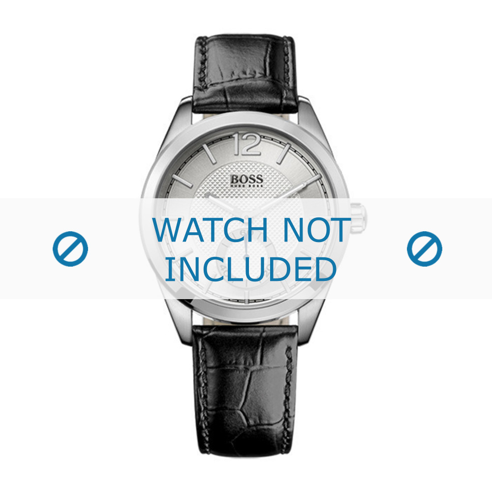 Hugo Boss watch strap HB 168 1 14 2459 HB1512792 Croco leather Black 20mm black stitching
