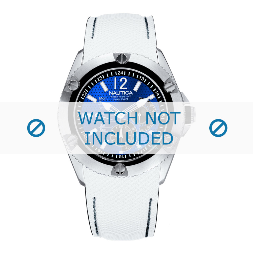 Nautica watch strap A17061G Leather White Order now from World of Watch Straps