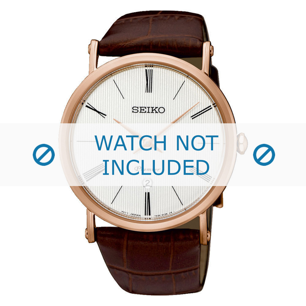 Watch strap Seiko 7N39 0CA0 SKP398P1 L0G0012P0 Croco leather Brown 24mm