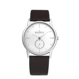 Watch strap Skagen 958XLSL Leather Dark brown 22mm