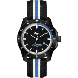 Lacoste watch strap 2010699 / LC-72-1-96-2442 Leather Black 22mm + black stitching