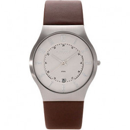 Watch strap Skagen 233XXLSLCD Leather Brown 22mm