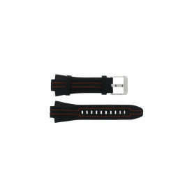 Seiko watch strap 7L22-0AD0 Leather Black 15mm + orange stitching
