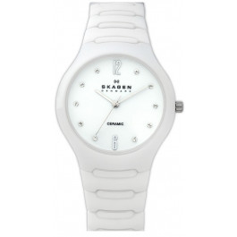 Skagen white ceramic watch clearance