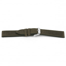 Watch strap Universal I864 Leather Olive green 24mm