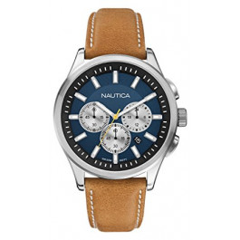 Nautica watch strap A16695G Leather Cognac 22mm + white stitching