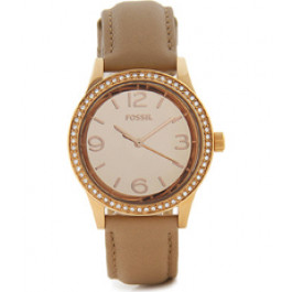 Watch strap Fossil BQ1673 Leather Beige 18mm