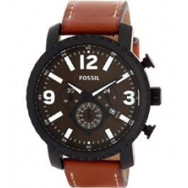 Watch strap Fossil BQ2052 Leather Brown 24mm