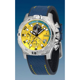 Festina watch strap F16183-6 Leather Blue 22mm + yellow stitching