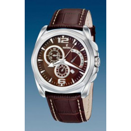 Watch strap Festina F16354-2 Croco leather Dark brown 24mm