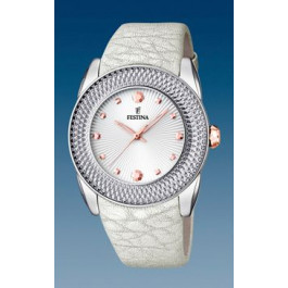 Watch strap Festina F16591-A Leather Cream white 24mm