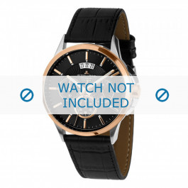 Jacques Lemans watch strap 1-1542C Leather Black + black stitching