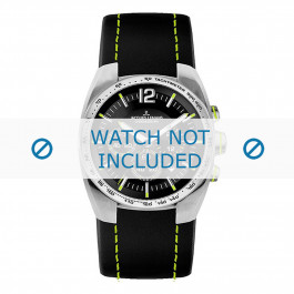 Jacques Lemans watch strap 1-1688F Leather Black + yellow stitching