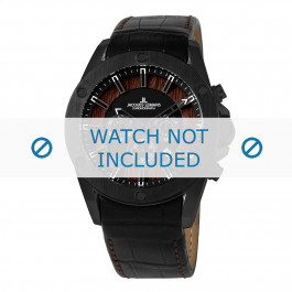 Jacques Lemans watch strap 1-1690B Leather Black + brown stitching