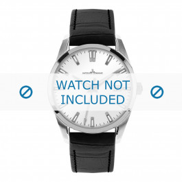 Jacques Lemans watch strap 1-1769D Leather Black + standard stitching