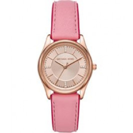 michael kors pink leather strap watch