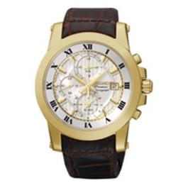 Watch strap Seiko SNAF30P1 / 7T62-0LE0 Leather Brown 21mm