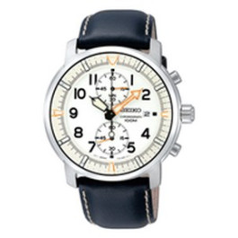 Watch strap Seiko SNN227P1 / 7T94-0BJ0 Leather Black 22mm