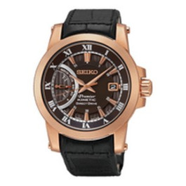 Watch strap Seiko 5D22 0AD0 / SRG016P1 / L0A0011P0 Leather Black 21mm