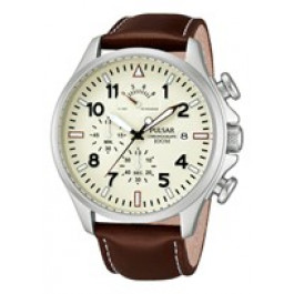 Watch strap Pulsar VD50 X019 PS6063X1 PP146X Leather Brown 20mm