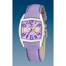 Festina watch strap F16263-4 Leather Purple + purple stitching