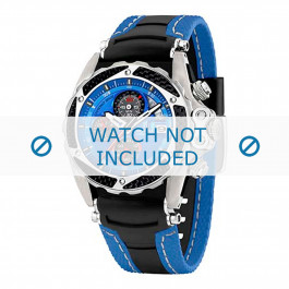 Festina watch strap F16272-6 Leather Black 22mm + blue stitching