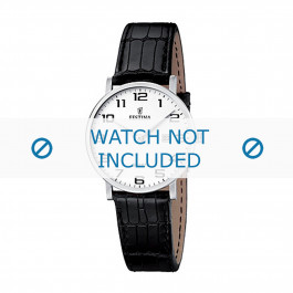 Festina watch strap F16477-1 / F16477-3 Croco leather Black 16mm + black stitching