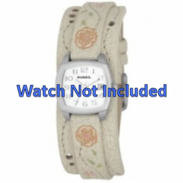 Watch strap Fossil JR8782 Leather Cream white 12mm
