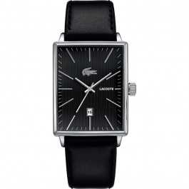 Lacoste watch strap 2010469 / 2010470 / LC-35-1-14-0174 Leather Black 22mm + black stitching