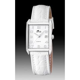 Watch strap Lotus 15625.2 Leather White