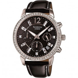 Watch strap Casio 10413328 / SHE-5025BL-1A Leather Black 18mm