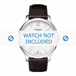 Tissot watch strap T063.610.16.037.00 Leather Dark brown 20mm + brown stitching