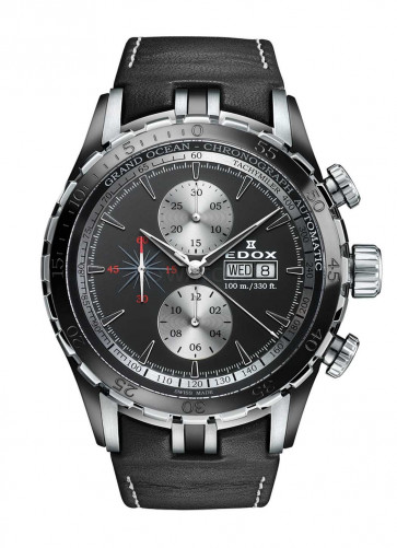 Watch strap Edox 01121 Leather Black 23mm