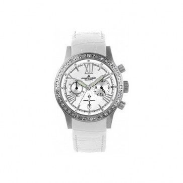 Watch strap Jacques Lemans 1-1527 Leather White 22mm