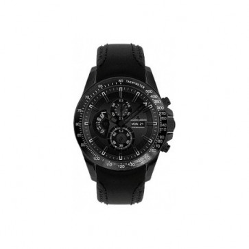 Watch strap Jacques Lemans 1-1635C Leather Black