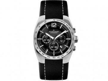 Jacques Lemans watch strap 1-1688 / 1-1688a Leather Black 24mm + white stitching