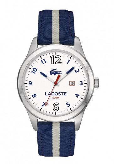 Lacoste watch strap 2010722 / LC-76-1-14-2484 Leather/Textiles Blue 21mm + blue stitching