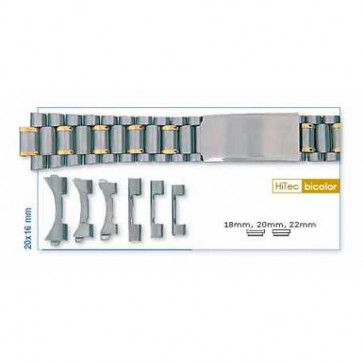Watch strap Universal 304195 Stainless steel Bi-color 8mm
